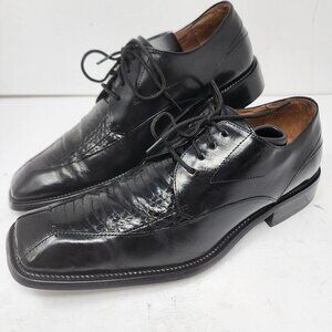 Stacy Adams Black Snake Skin Leather Oxfords, Men's 9.5